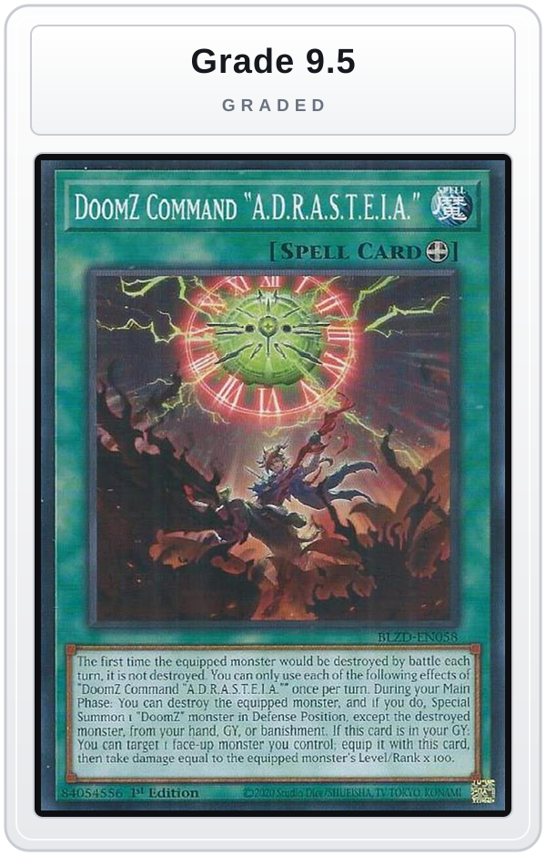 Graded - DoomZ Command "A.D.R.A.S.T.E.I.A." — Grade 9.5 graded overlay