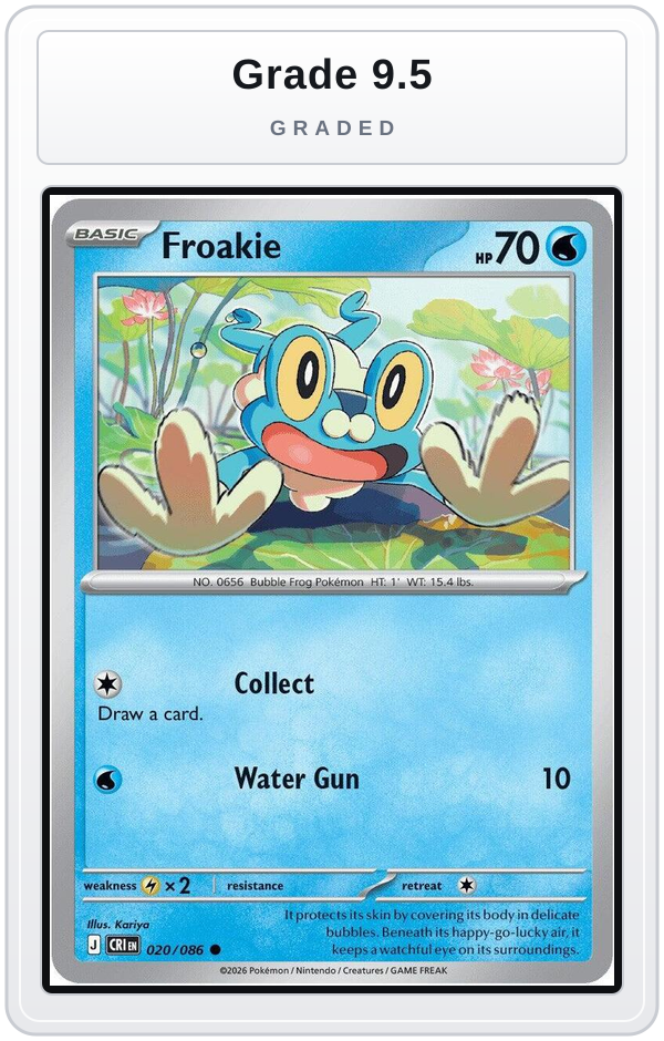 Graded - Froakie - 020/086 — Grade 9.5 graded overlay