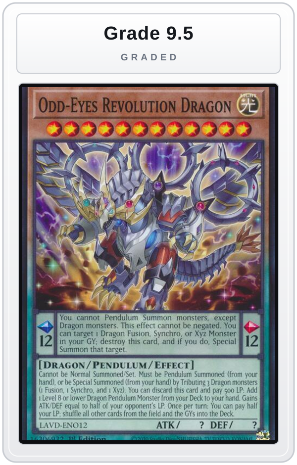 Graded - Odd-Eyes Revolution Dragon — Grade 9.5 graded overlay
