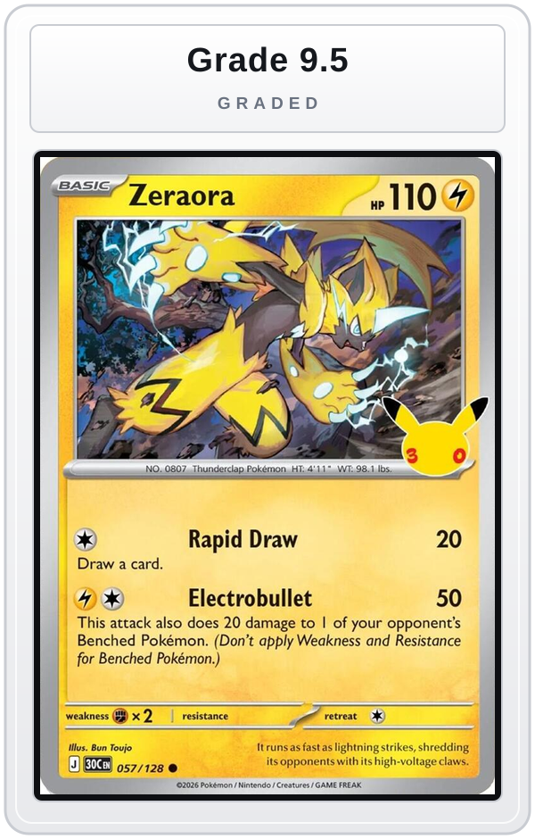 Graded - Zeraora — Grade 9.5 graded overlay