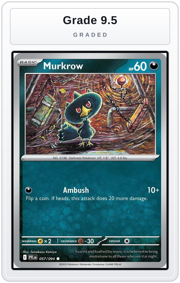 Graded - Murkrow — Grade 9.5 graded overlay