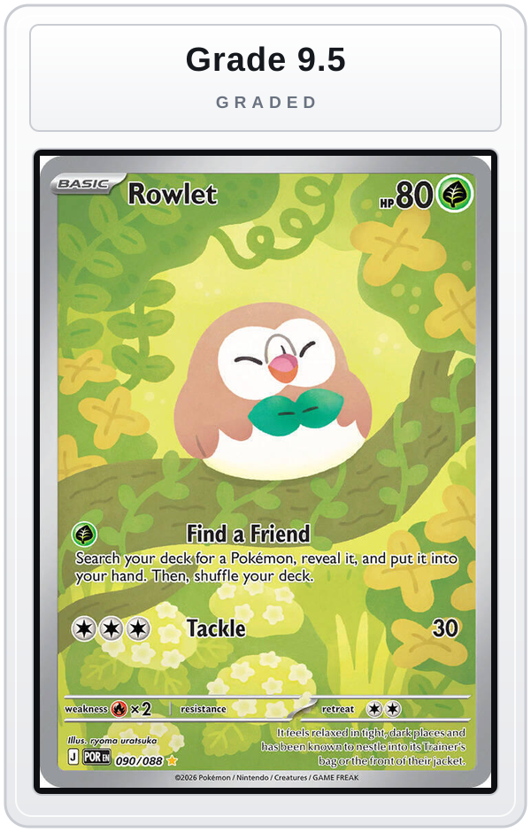 Graded - Rowlet - 090/088 — Grade 9.5 graded overlay