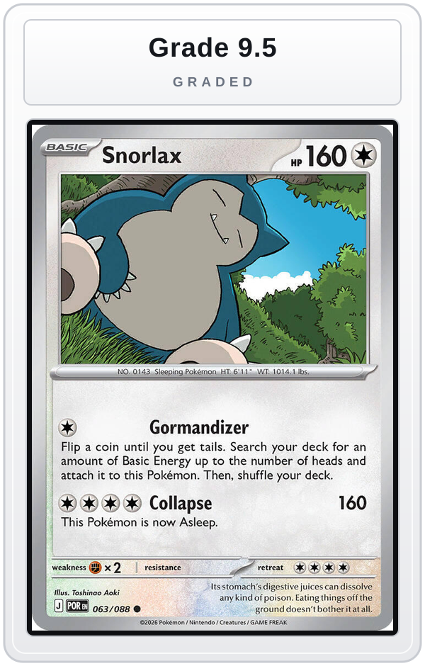 Graded - Snorlax — Grade 9.5 graded overlay