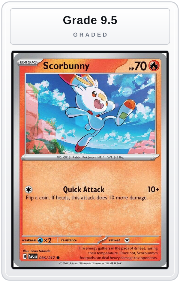 Graded - Scorbunny - 036/217 — Grade 9.5 graded overlay