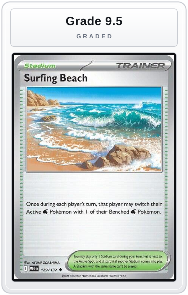 Graded - Surfing Beach — Grade 9.5 graded overlay