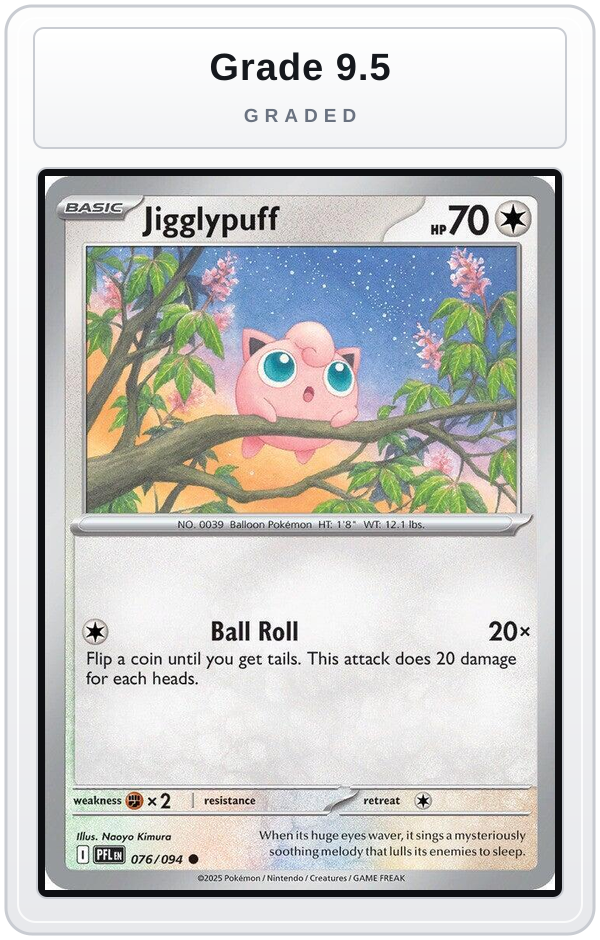 Graded - Jigglypuff — Grade 9.5 graded overlay