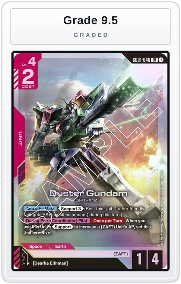 Graded - Buster Gundam — Grade 9.5 graded overlay