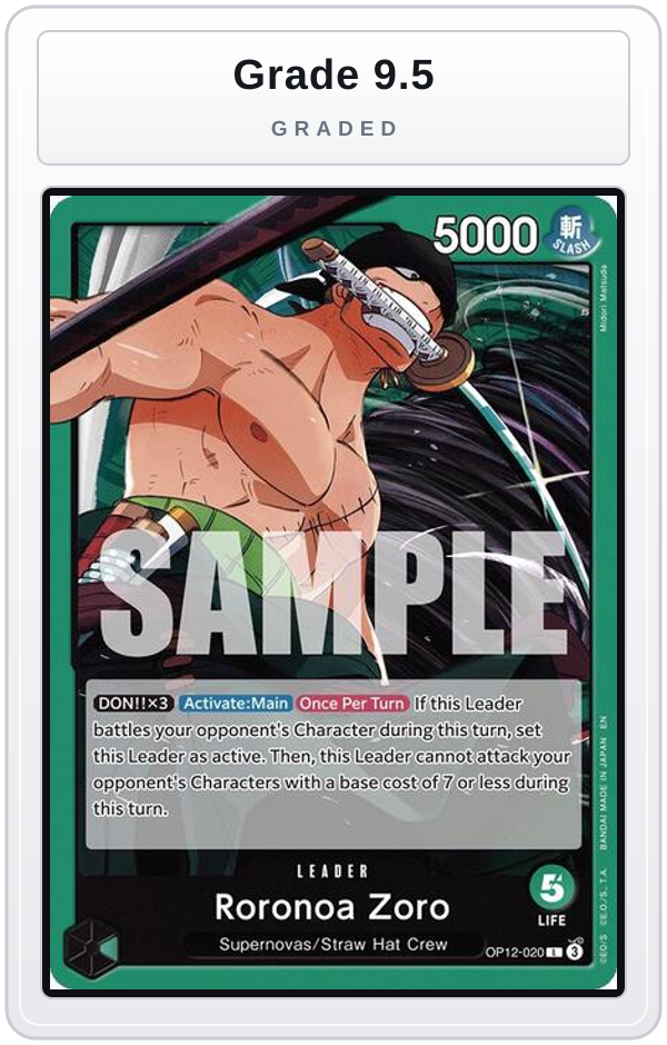 Graded - Roronoa Zoro (020) — Grade 9.5 graded overlay