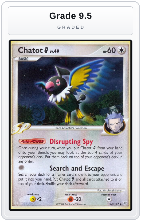Graded - Chatot G — Grade 9.5 graded overlay