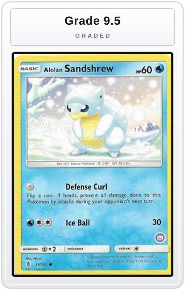 Graded - Alolan Sandshrew (29) — Grade 9.5 graded overlay