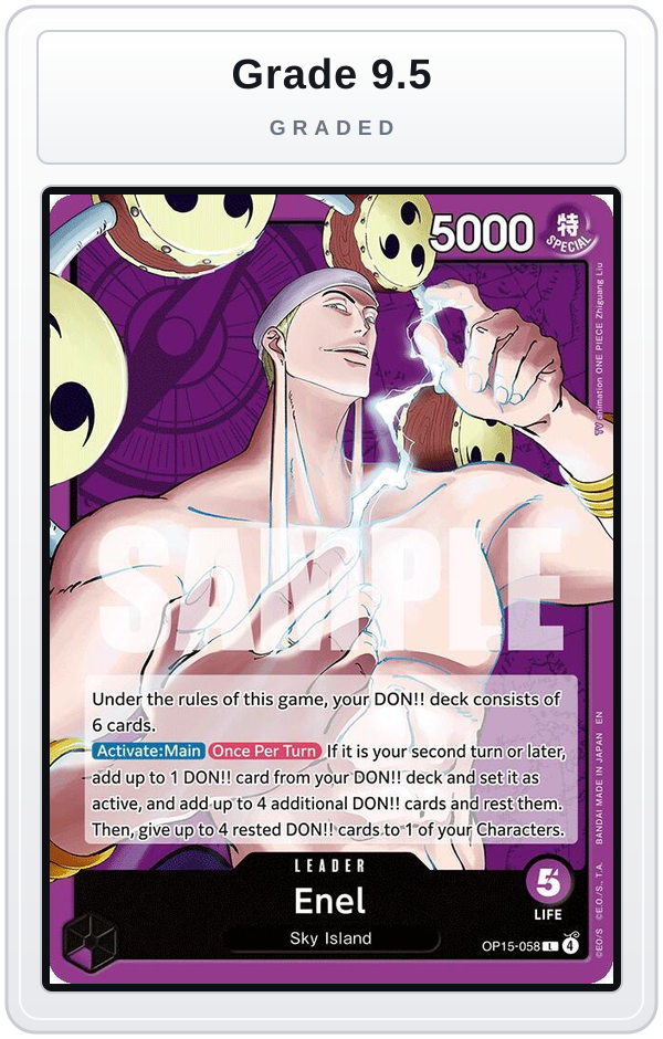 Graded - Enel (OP15-058) — Grade 9.5 graded overlay
