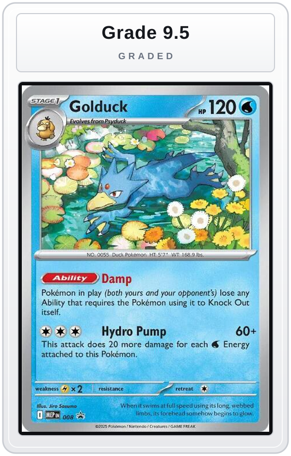 Graded - Golduck - 008 — Grade 9.5 graded overlay