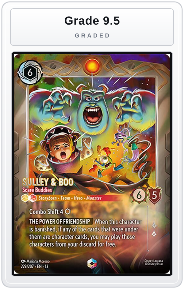 Graded - Sulley & Boo - Scare Buddies (Enchanted) — Grade 9.5 graded overlay