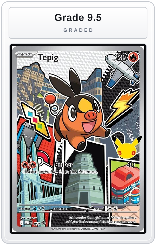 Graded - Tepig - 050 — Grade 9.5 graded overlay
