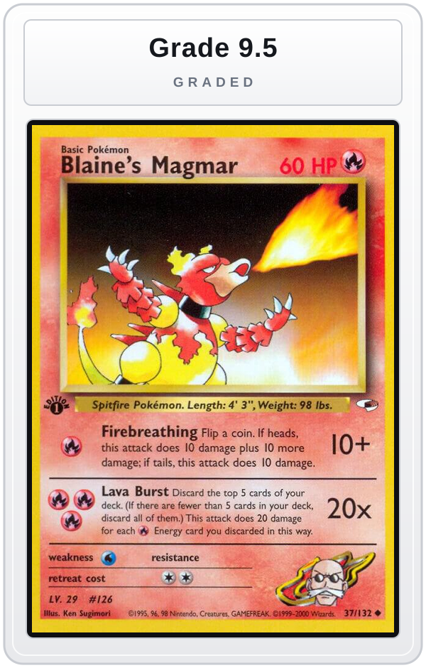 Graded - Blaine's Magmar — Grade 9.5 graded overlay