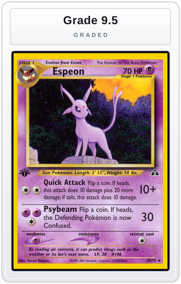 Graded - Espeon (20) — Grade 9.5 graded overlay