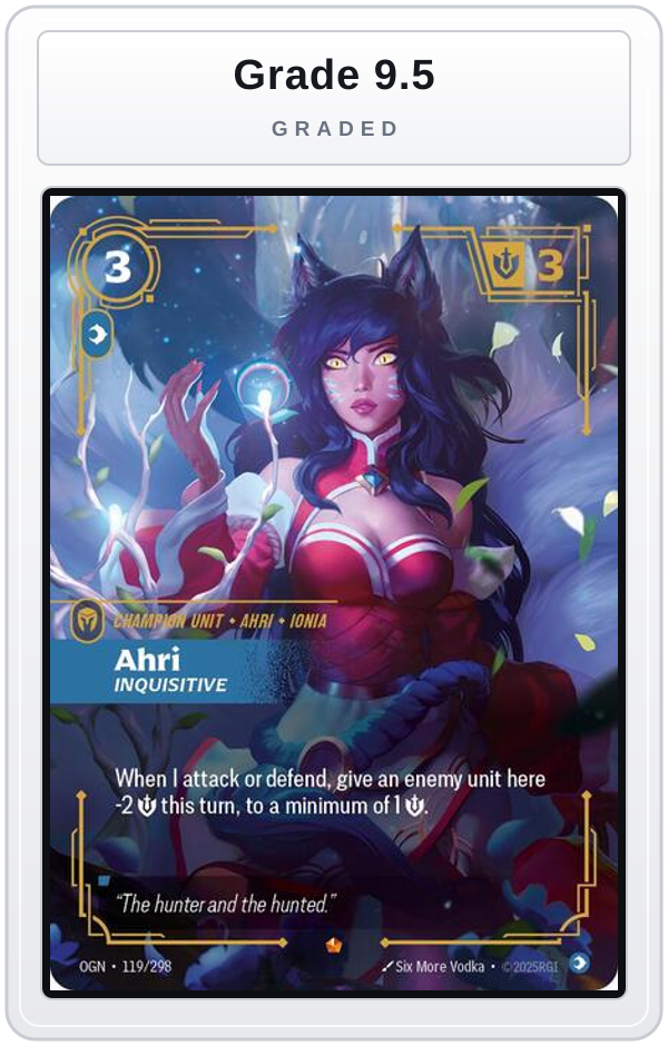 Graded - Ahri - Inquisitive — Grade 9.5 graded overlay