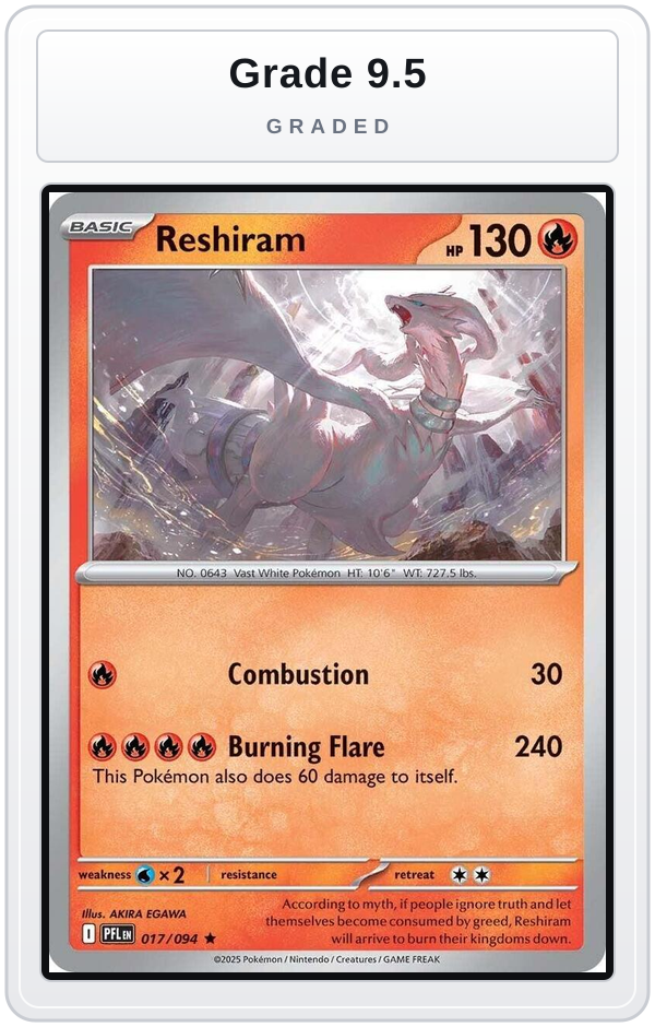 Graded - Reshiram — Grade 9.5 graded overlay