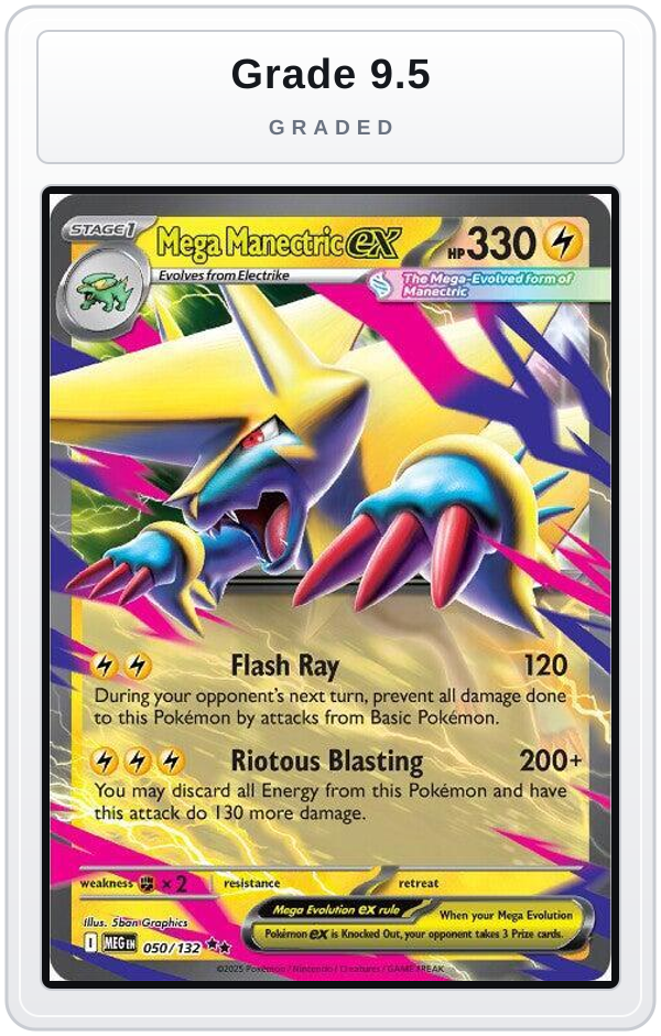Graded - Mega Manectric ex - 050/132 — Grade 9.5 graded overlay