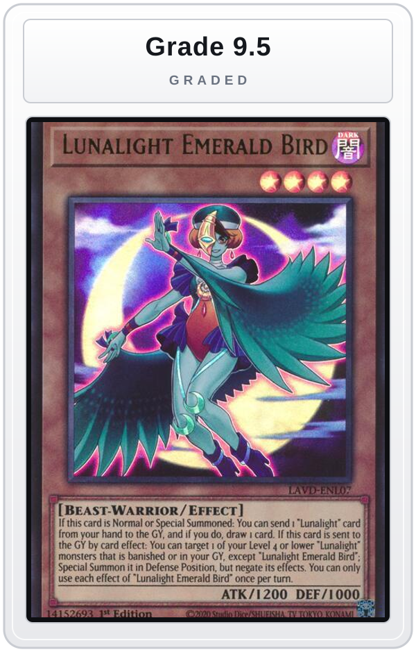 Graded - Lunalight Emerald Bird — Grade 9.5 graded overlay