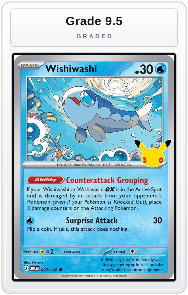 Graded - Wishiwashi — Grade 9.5 graded overlay