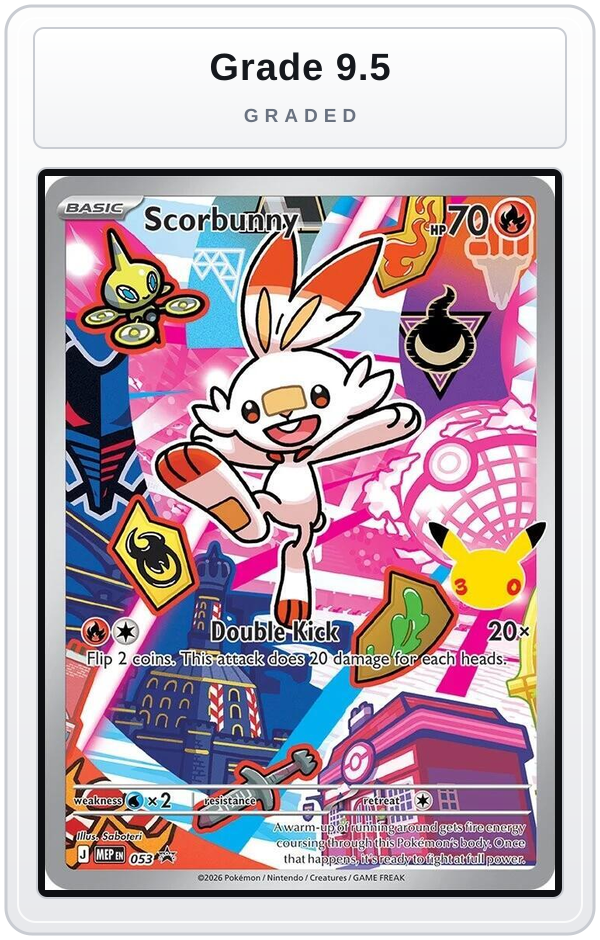 Graded - Scorbunny - 053 — Grade 9.5 graded overlay