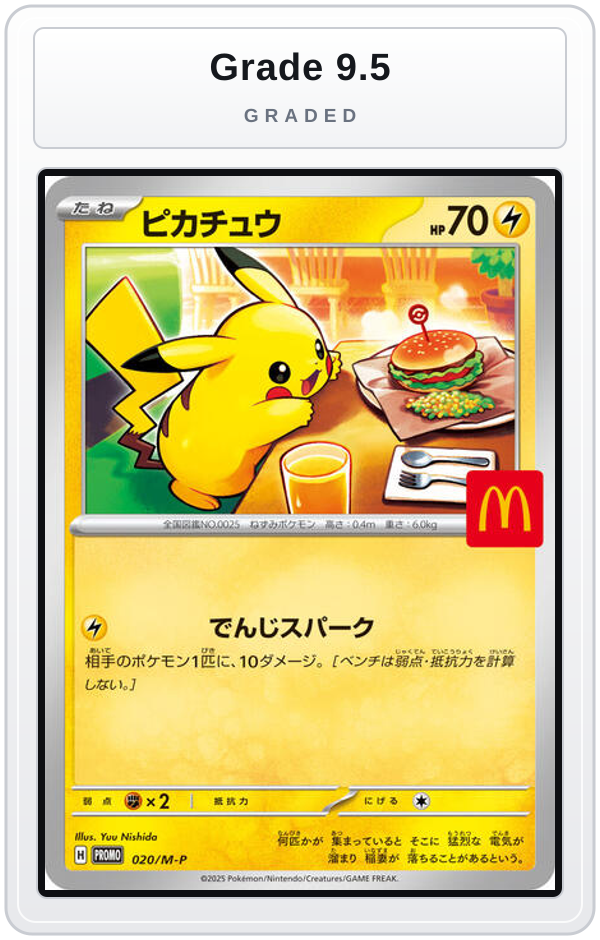 Graded - Pikachu - 020/M-P — Grade 9.5 graded overlay