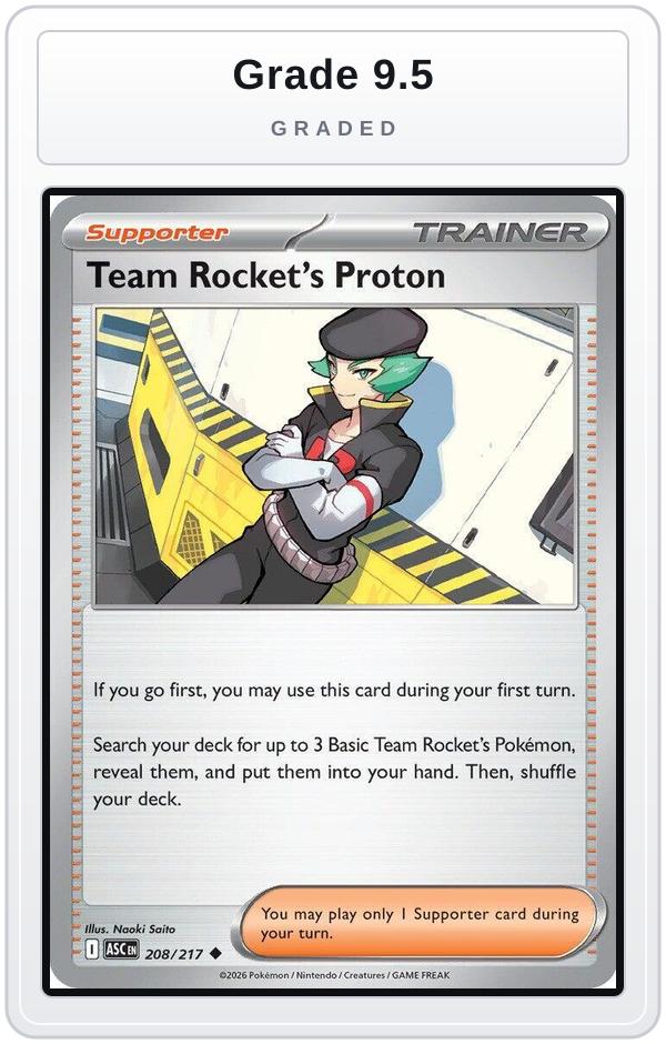 Graded - Team Rocket's Proton — Grade 9.5 graded overlay