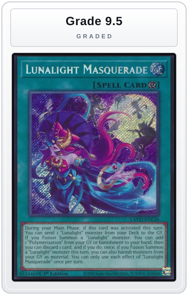 Graded - Lunalight Masquerade (Secret Rare) — Grade 9.5 graded overlay
