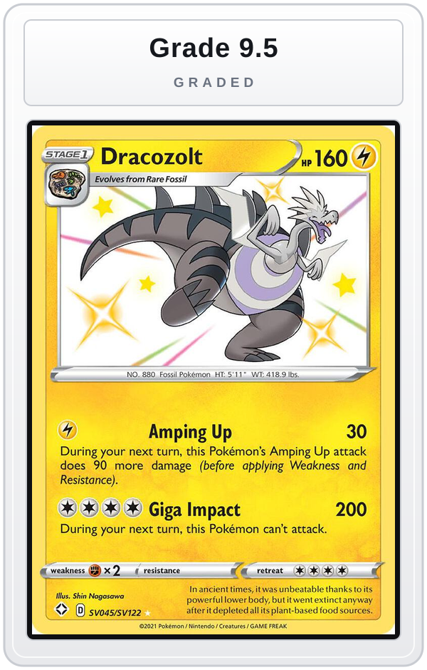 Graded - Dracozolt — Grade 9.5 graded overlay