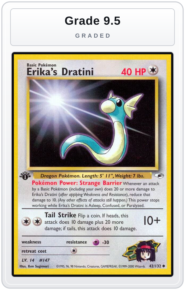 Graded - Erika's Dratini — Grade 9.5 graded overlay