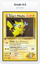 Graded - Lt. Surge's Pikachu — Grade 9.5 graded overlay