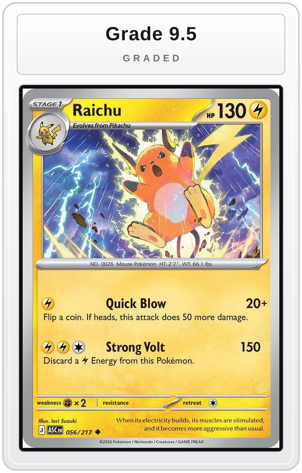 Graded - Raichu — Grade 9.5 graded overlay