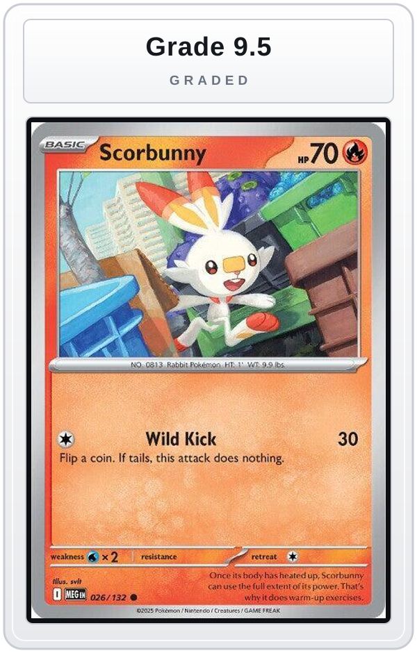 Graded - Scorbunny — Grade 9.5 graded overlay