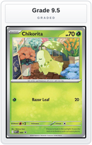 Graded - Chikorita (Cosmos Holo) — Grade 9.5 graded overlay