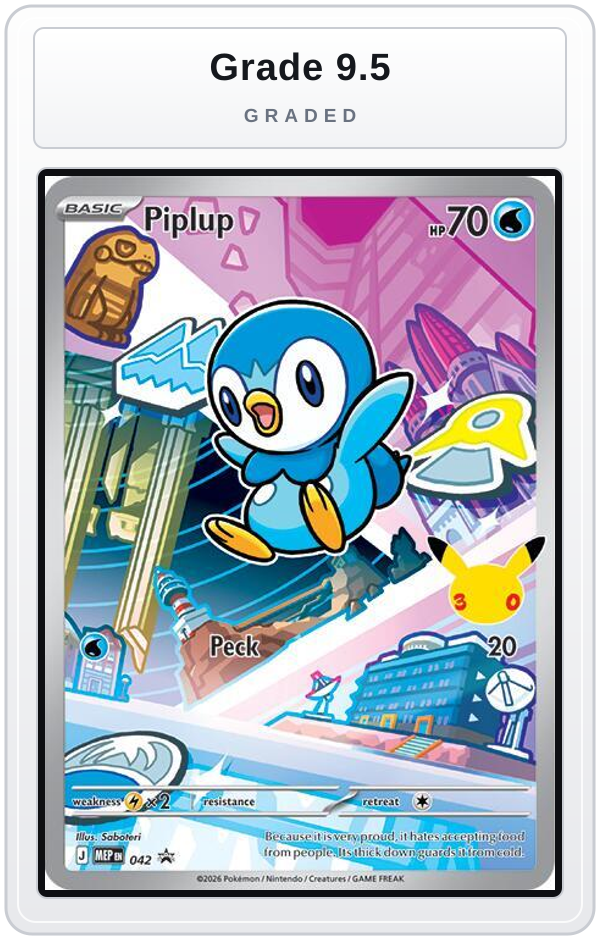 Graded - Piplup - 042 — Grade 9.5 graded overlay