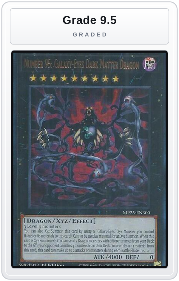 Graded - Number 95: Galaxy-Eyes Dark Matter Dragon — Grade 9.5 graded overlay