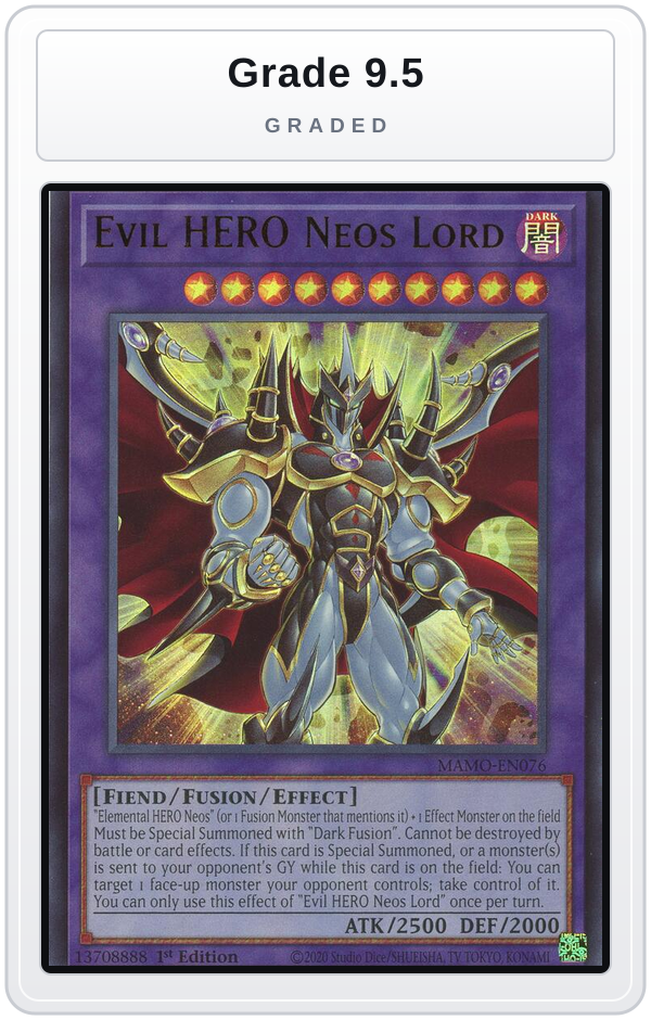 Graded - Evil HERO Neos Lord — Grade 9.5 graded overlay