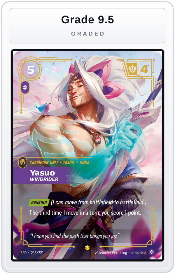 Graded - Yasuo - Windrider (Overnumbered) — Grade 9.5 graded overlay