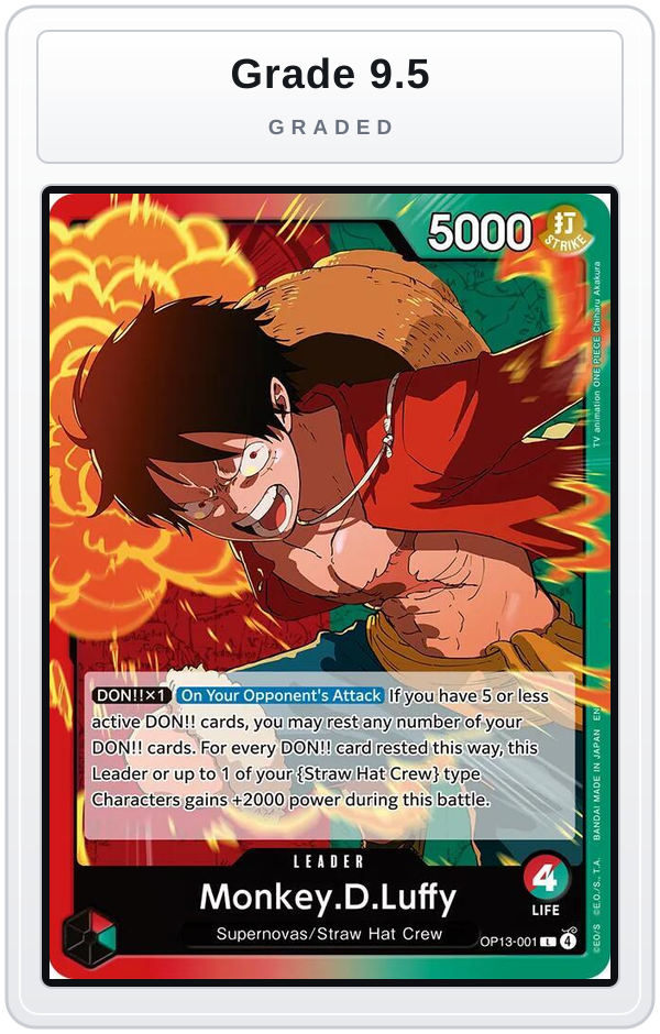 Graded - Monkey.D.Luffy (001) — Grade 9.5 graded overlay