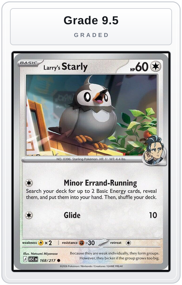 Graded - Larry's Starly — Grade 9.5 graded overlay