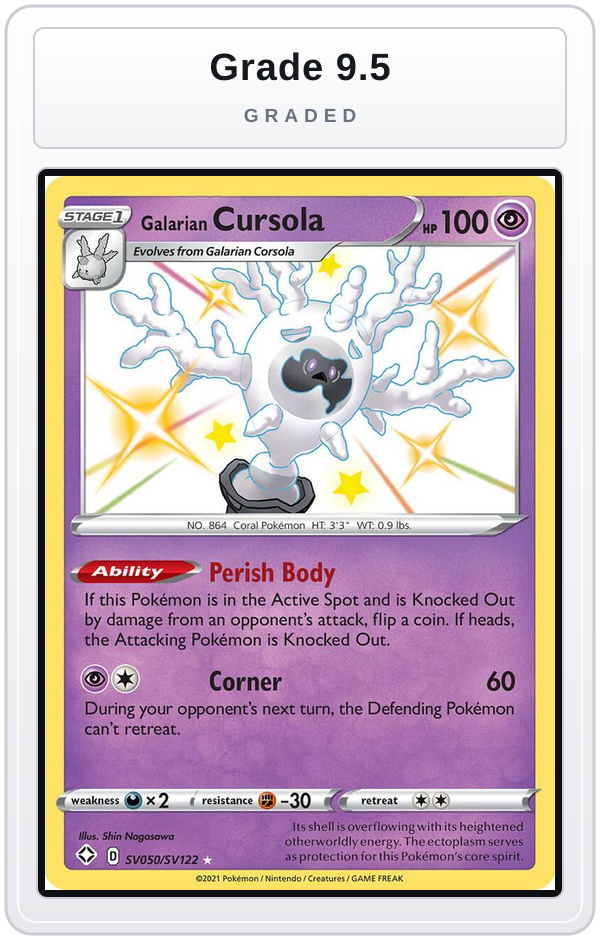 Graded - Galarian Cursola — Grade 9.5 graded overlay