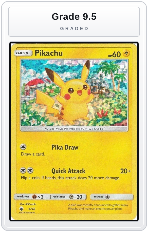 Graded - Pikachu - 4/12 — Grade 9.5 graded overlay