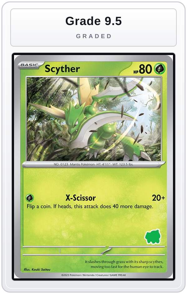 Graded - Scyther — Grade 9.5 graded overlay
