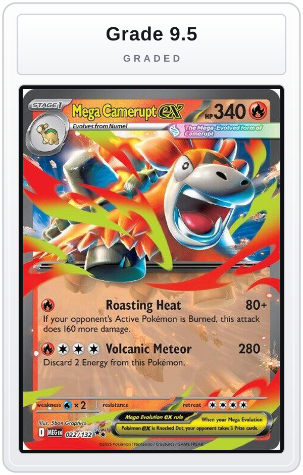 Graded - Mega Camerupt ex - 022/132 — Grade 9.5 graded overlay