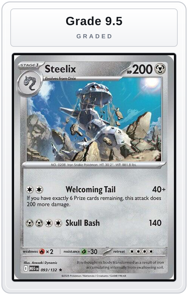 Graded - Steelix - 093/132 — Grade 9.5 graded overlay