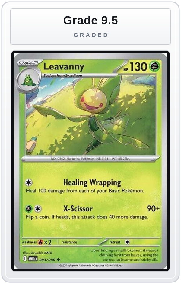 Graded - Leavanny — Grade 9.5 graded overlay