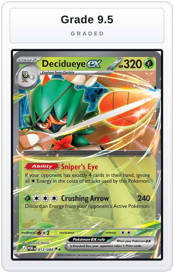 Graded - Decidueye ex - 012/088 — Grade 9.5 graded overlay