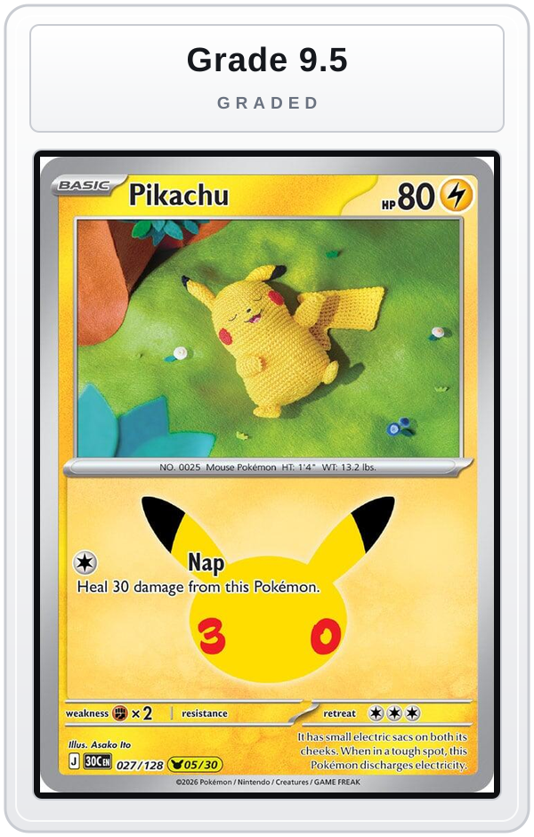 Graded - Pikachu - 027/128 — Grade 9.5 graded overlay