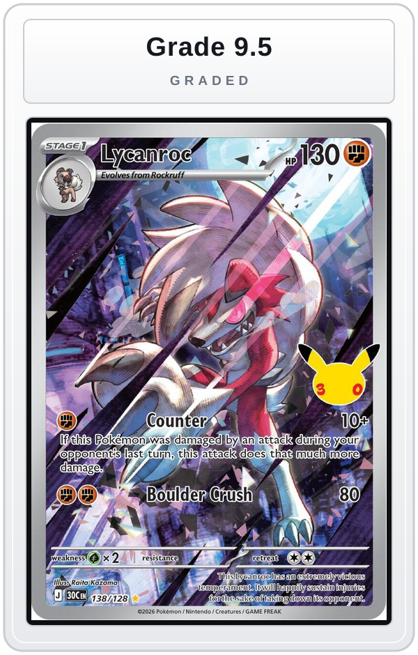 Graded - Lycanroc — Grade 9.5 graded overlay